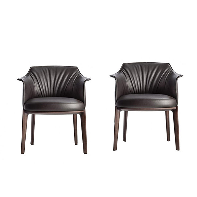 Modern Leather Armrest Fixed Backrest Black Base Upholstered Armed Chair