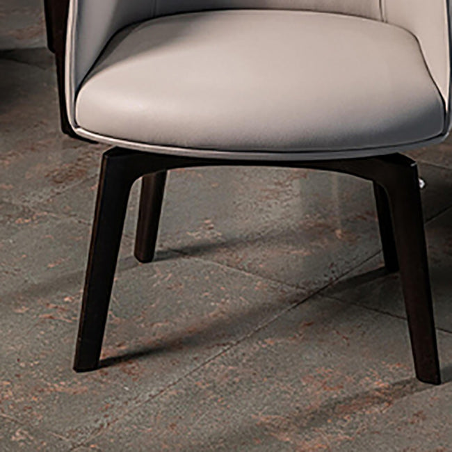 Modern Leather Armrest Fixed Backrest Black Base Upholstered Armed Chair