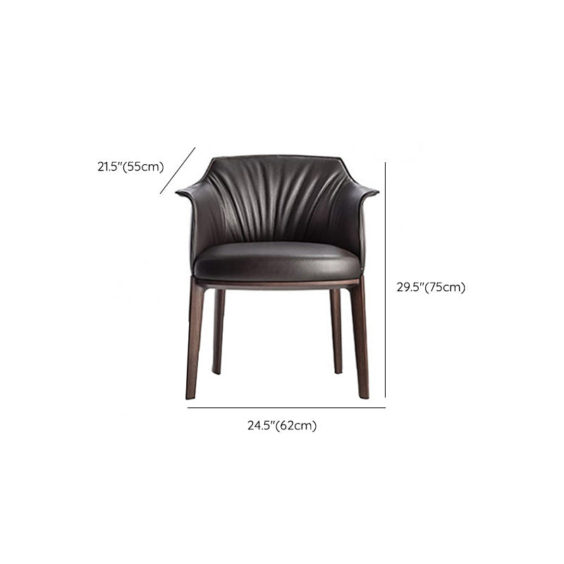 Modern Leather Armrest Fixed Backrest Black Base Upholstered Armed Chair