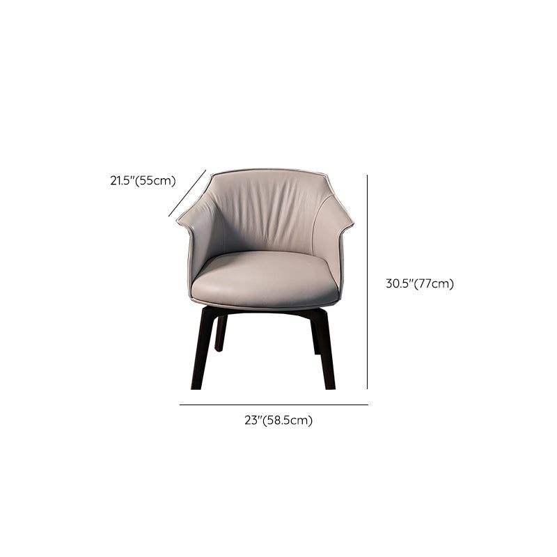 Modern Leather Armrest Fixed Backrest Black Base Upholstered Armed Chair
