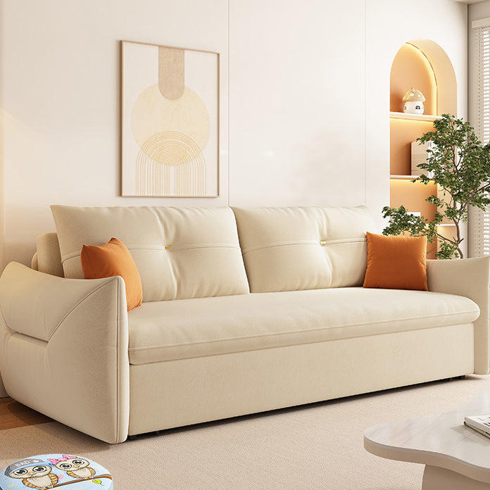 35" Wide Scandinavian Sofa Futon White Sleeper Sofa with Storage