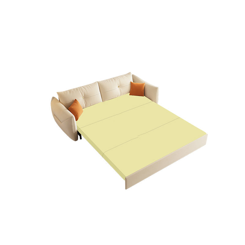 35" Wide Scandinavian Sofa Futon White Sleeper Sofa with Storage