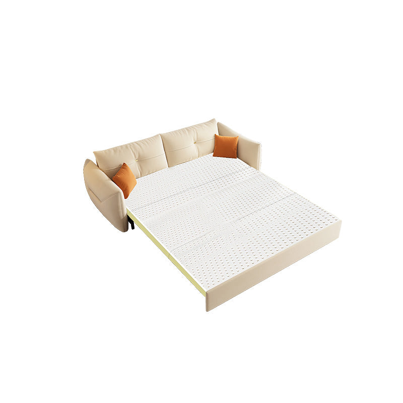 35" Wide Scandinavian Sofa Futon White Sleeper Sofa with Storage