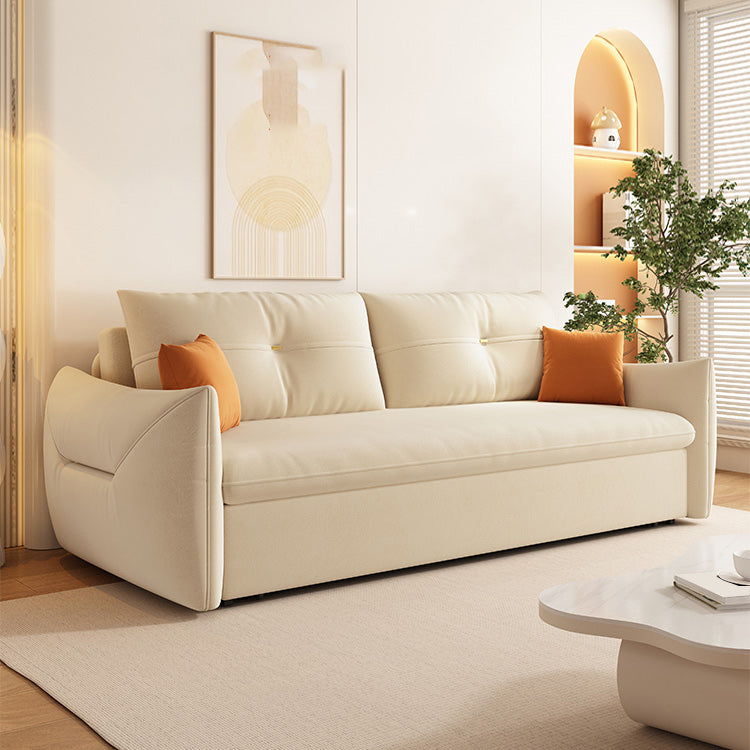 35" Wide Scandinavian Sofa Futon White Sleeper Sofa with Storage