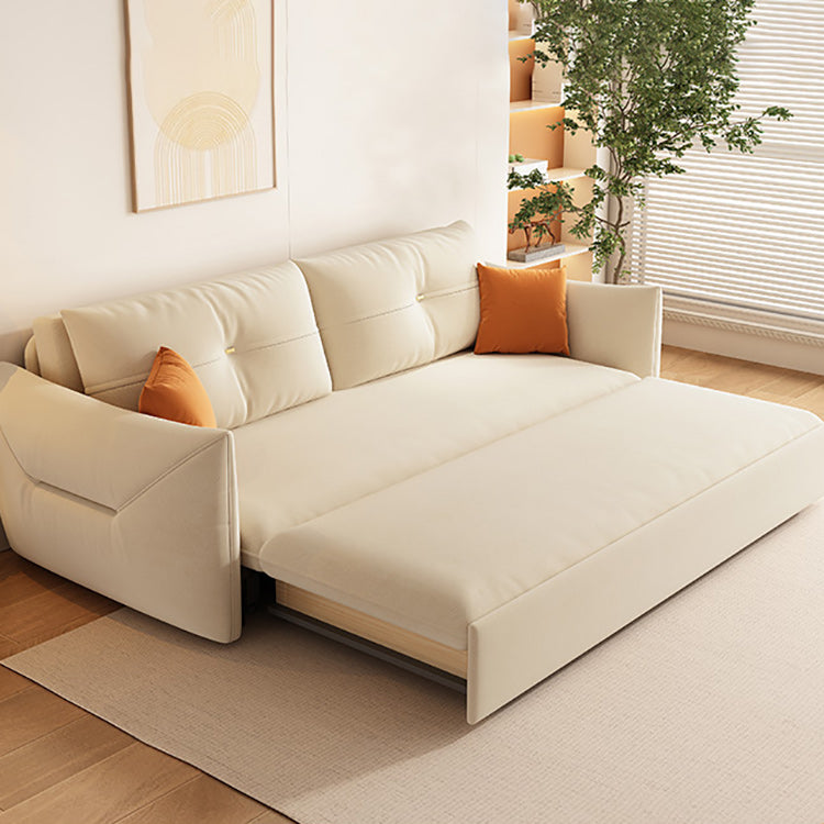 35" Wide Scandinavian Sofa Futon White Sleeper Sofa with Storage