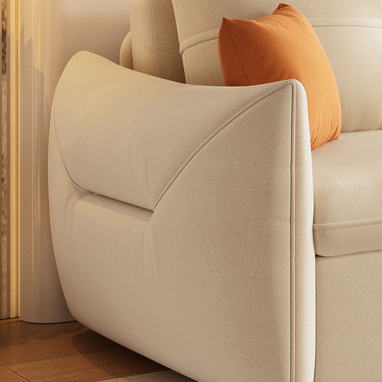 35" Wide Scandinavian Sofa Futon White Sleeper Sofa with Storage