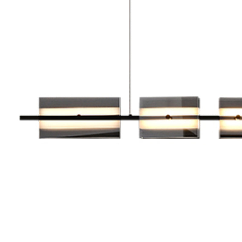 Clear and Black Ceiling Pendant Light Brass & Glass LED Kitchen Island Fixture