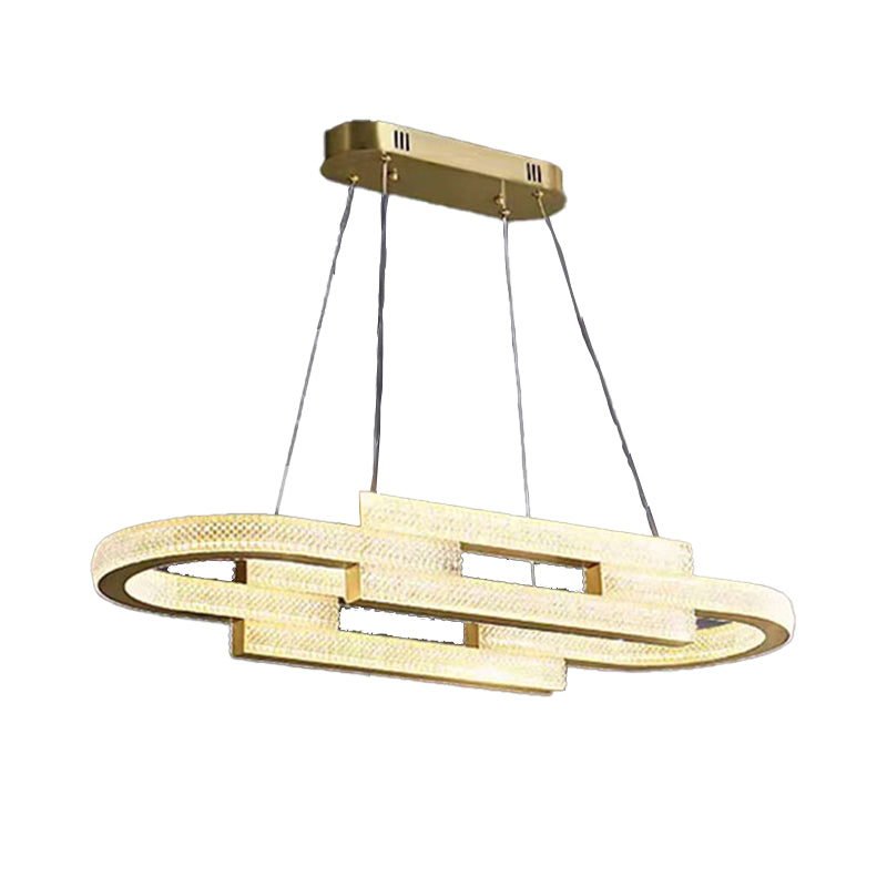 LED Gold Kitchen Island Pendant Oval Metal & Acrylic Ceiling Lighting Fixture
