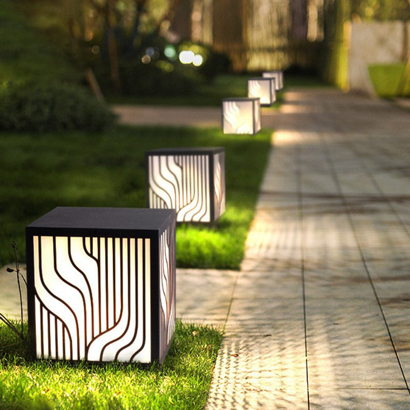 Black Waterproof Lights Outdoor Square Pillar Lamp for Garden