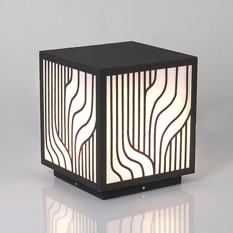 Black Waterproof Lights Outdoor Square Pillar Lamp for Garden