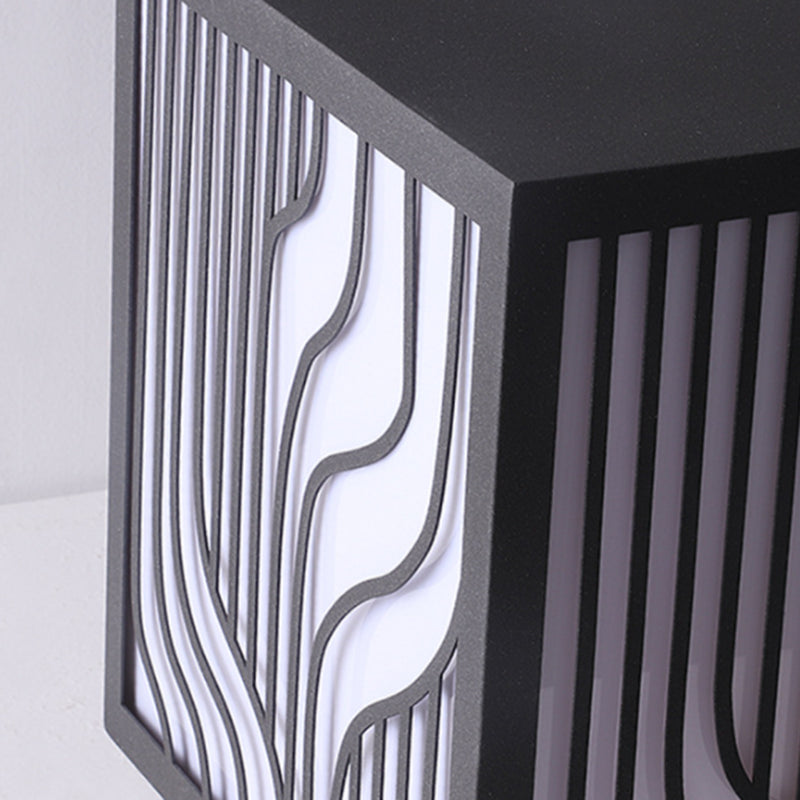 Black Waterproof Lights Outdoor Square Pillar Lamp for Garden