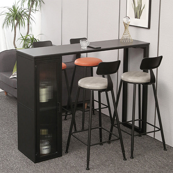 Double Pedestal Bar Table Set 1/3 Pcs Stone Top Bar Table and Upholstered Stools