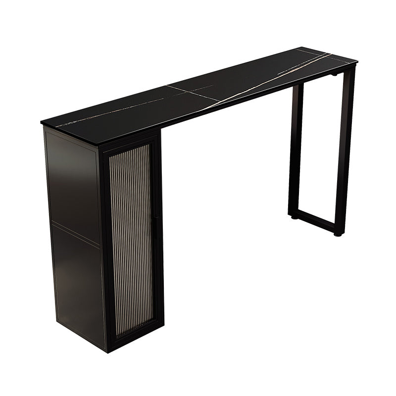 Double Pedestal Bar Table Set 1/3 Pcs Stone Top Bar Table and Upholstered Stools