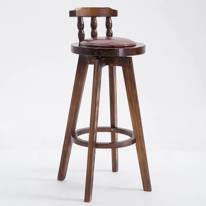 Round Modern Pub Table Set 1/3 Pcs Solid Wood Bar Table for Home