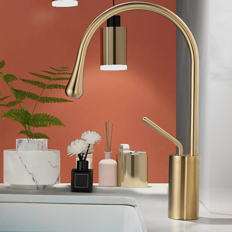 Luxury Circular Bathroom Sink Faucet with 1-Handle Brass Lavatory Faucet