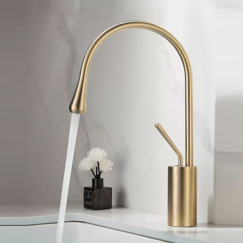 Luxury Circular Bathroom Sink Faucet with 1-Handle Brass Lavatory Faucet