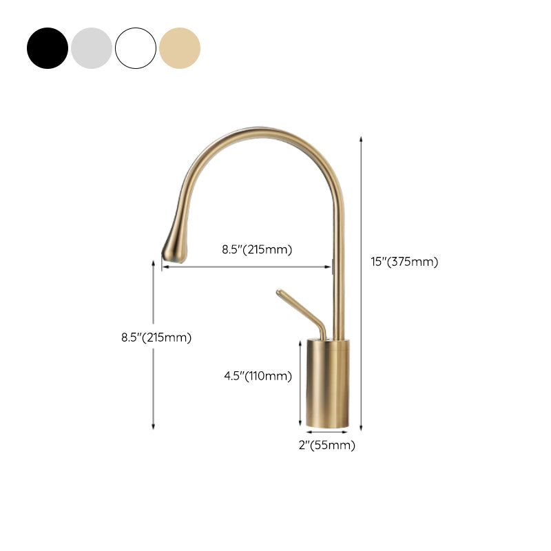 Luxury Circular Bathroom Sink Faucet with 1-Handle Brass Lavatory Faucet
