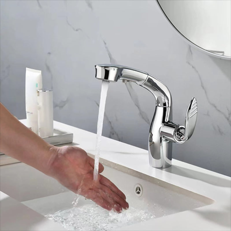 Contemporary Single Handle Kitchen Faucet Pull Out Desk Mounted Faucet