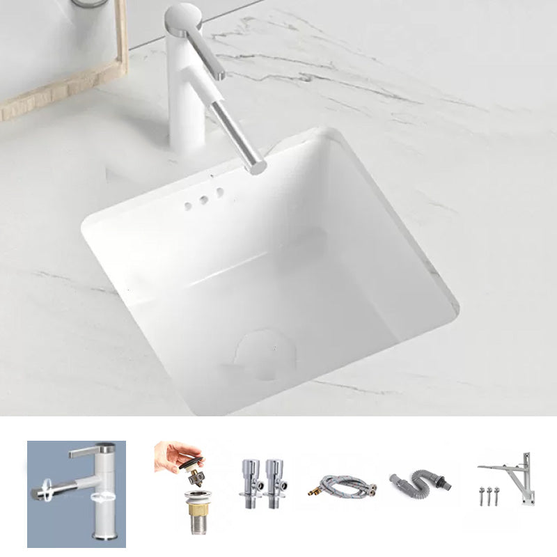 Modern Style Bathroom Sink Undermount Ceramic Bathroom Sink in White