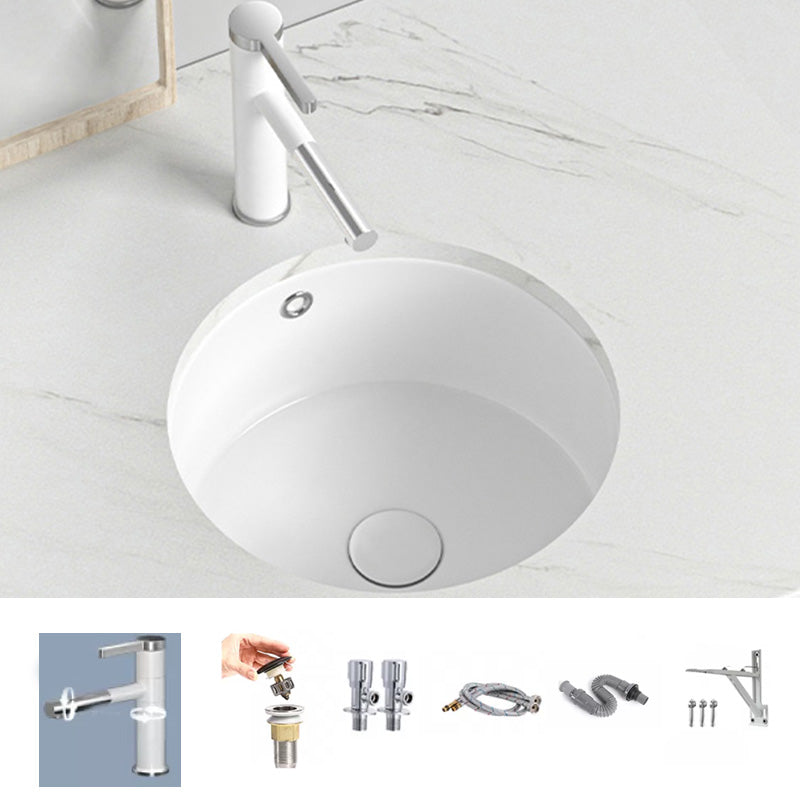 Modern Style Bathroom Sink Undermount Ceramic Bathroom Sink in White