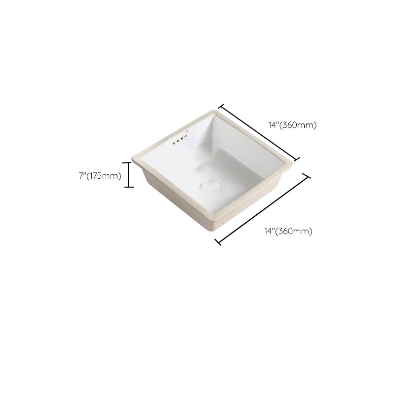 Modern Style Bathroom Sink Undermount Ceramic Bathroom Sink in White