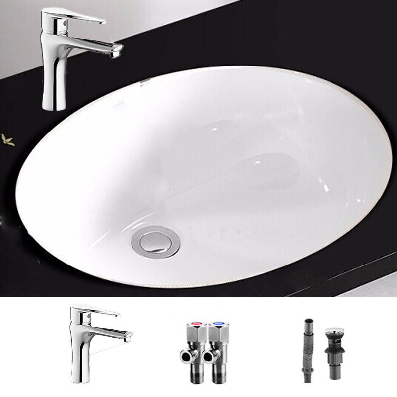 Modern Style Bathroom Sink Overflow Hole Design Oval Ceramic Bathroom Sink