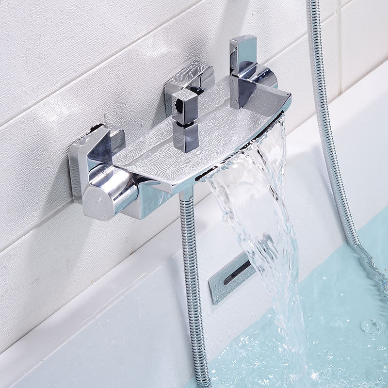 Contemporary Bathroom Faucet Wall Mounted Copper Low Arc Fixed Clawfoot Tub Faucets