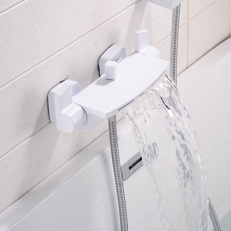 Contemporary Bathroom Faucet Wall Mounted Copper Low Arc Fixed Clawfoot Tub Faucets