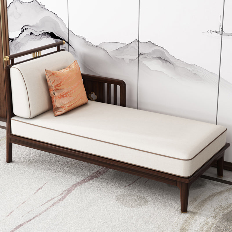 Traditional Living Room Cotton Chaise Rolled Arms Upholstered Chaise Lounge