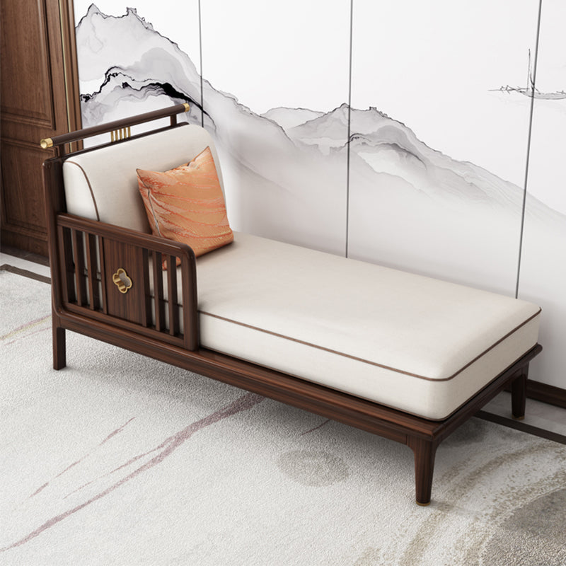 Traditional Living Room Cotton Chaise Rolled Arms Upholstered Chaise Lounge