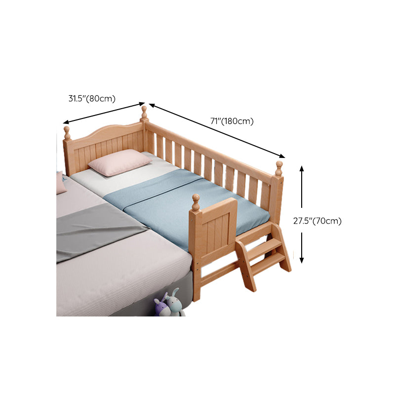 Modern Beech Wood Baby Crib with Mattress, Standard Size Nursery Crib in Light Wood