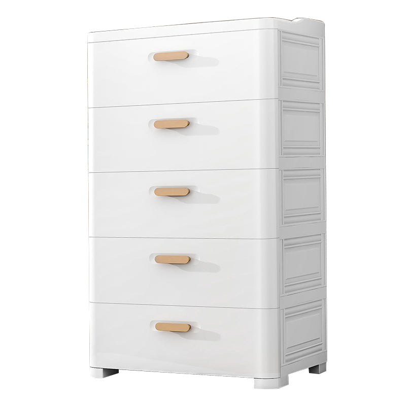 Modern Vertical Kids Nightstand 5 Drawers Plastic Nursery Dresser for Room