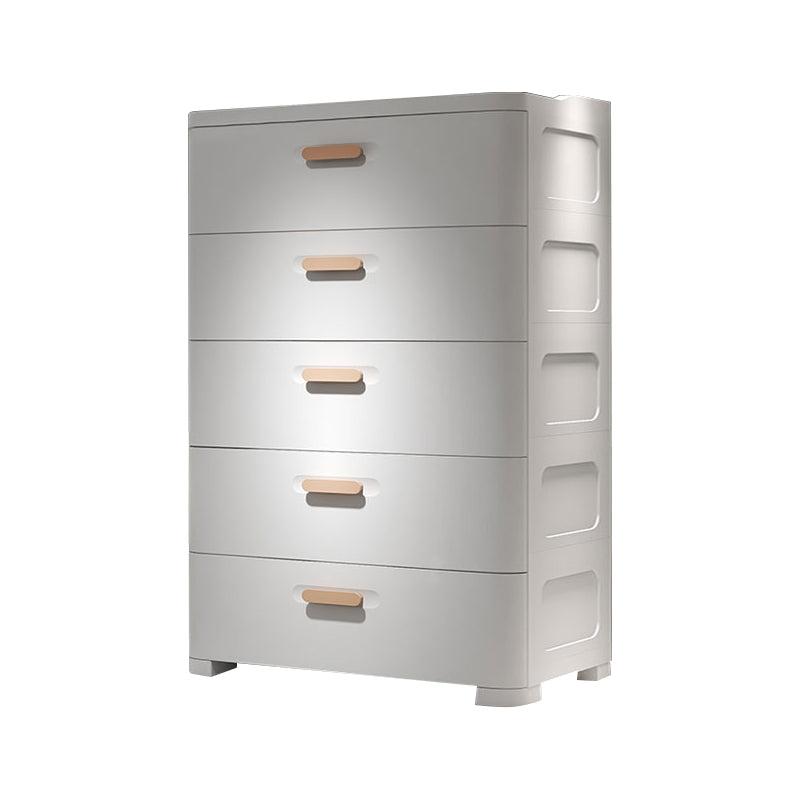 Contemporary Vertical Kids Nightstand Plastic Nursery Dresser with 5 Drawers for Room