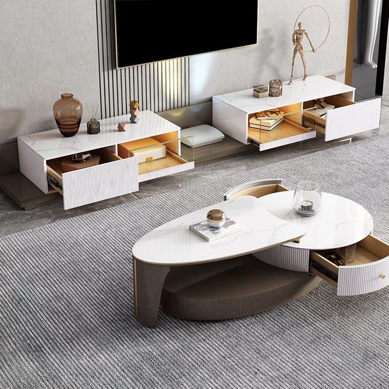 Modern TV Media Stand Stone TV Media Console for Living Room