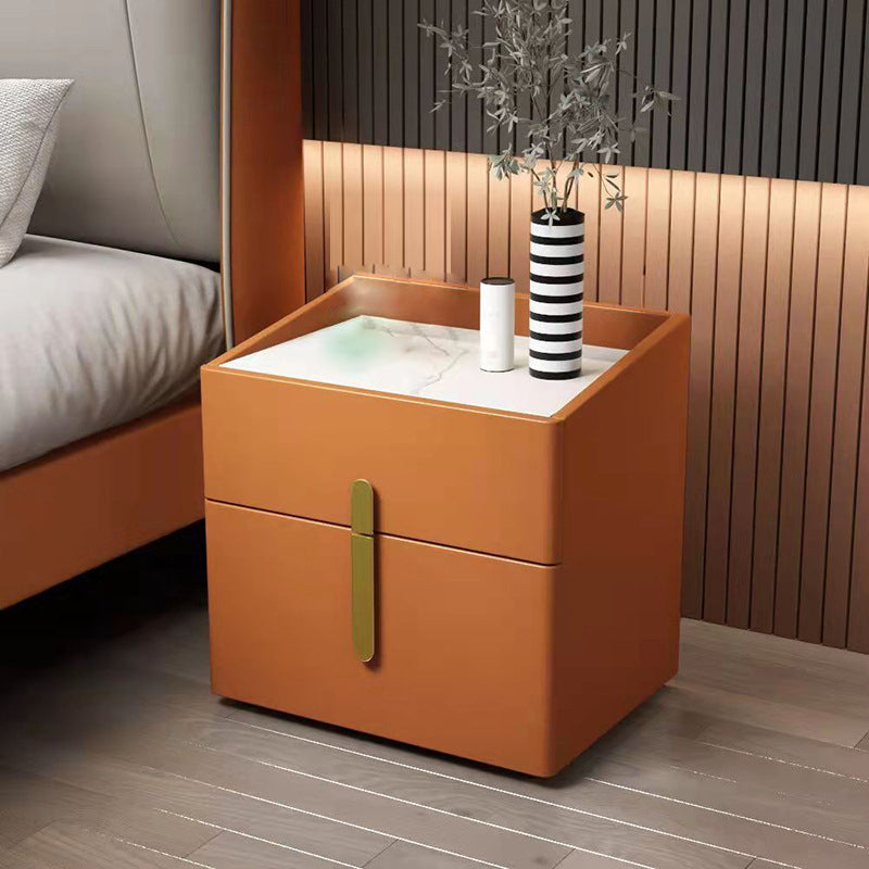 Modern Accent Table Nightstand Drawer Storage Stone Bedside Cabinet for Bedroom
