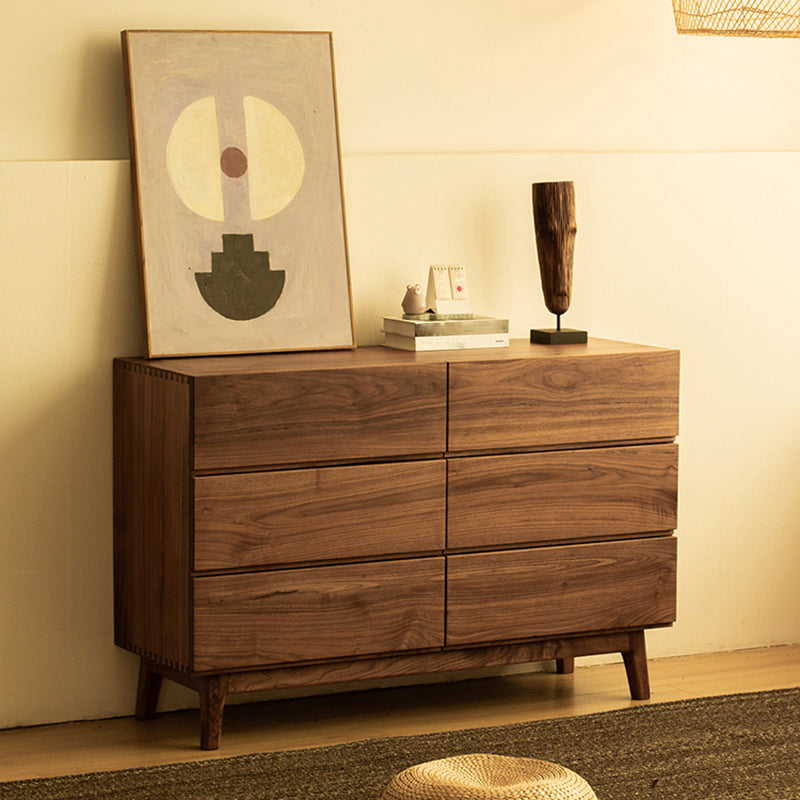 Traditional Horizontal Double Dresser Wood Storage Dresser for Bedroom