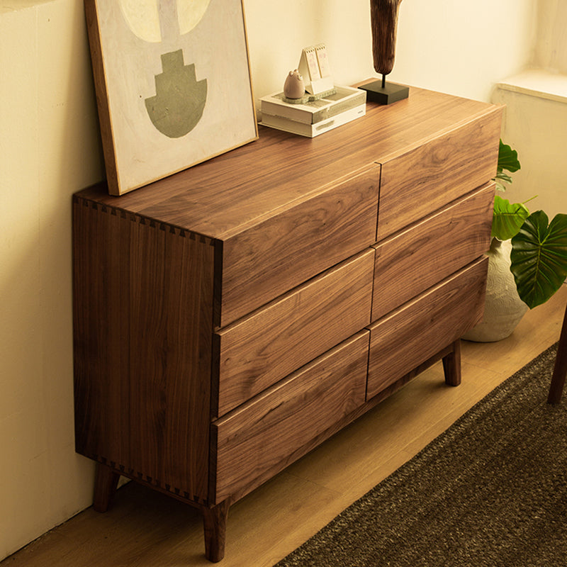 Traditional Horizontal Double Dresser Wood Storage Dresser for Bedroom
