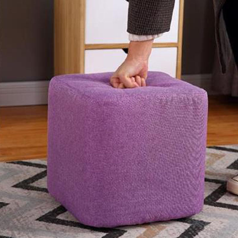 Modern Pouf Ottoman Cotton Fade Resistant Upholstered Tufted Square Ottoman