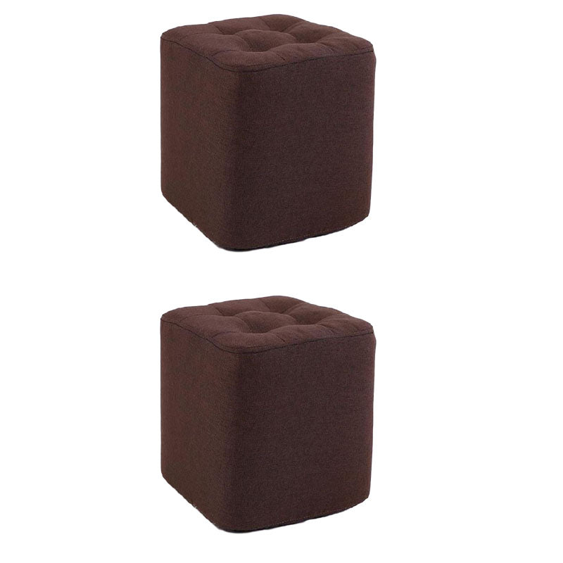 Modern Pouf Ottoman Cotton Fade Resistant Upholstered Tufted Square Ottoman
