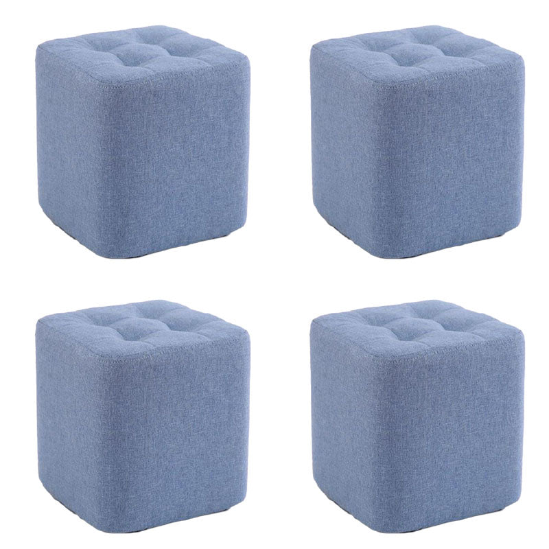 Modern Pouf Ottoman Cotton Fade Resistant Upholstered Tufted Square Ottoman