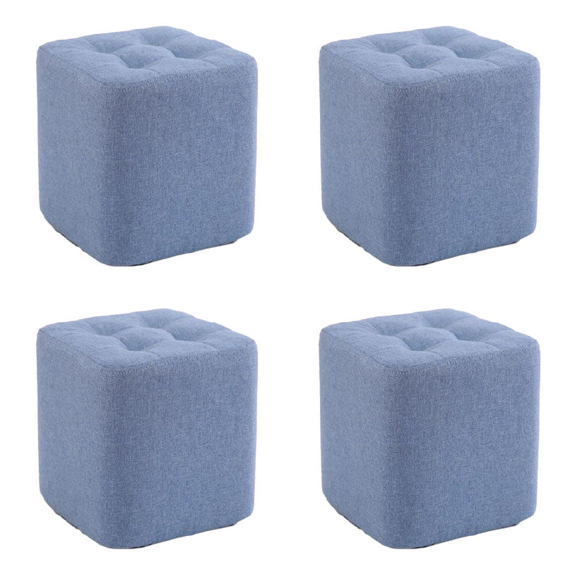 Modern Pouf Ottoman Cotton Fade Resistant Upholstered Tufted Square Ottoman