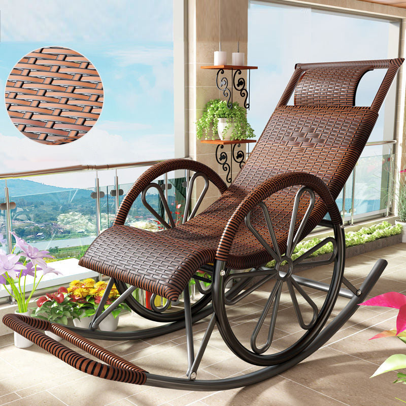 Natural Rattan Rocking Chair Balcony Rocking Chair for Living Room and Bedroom