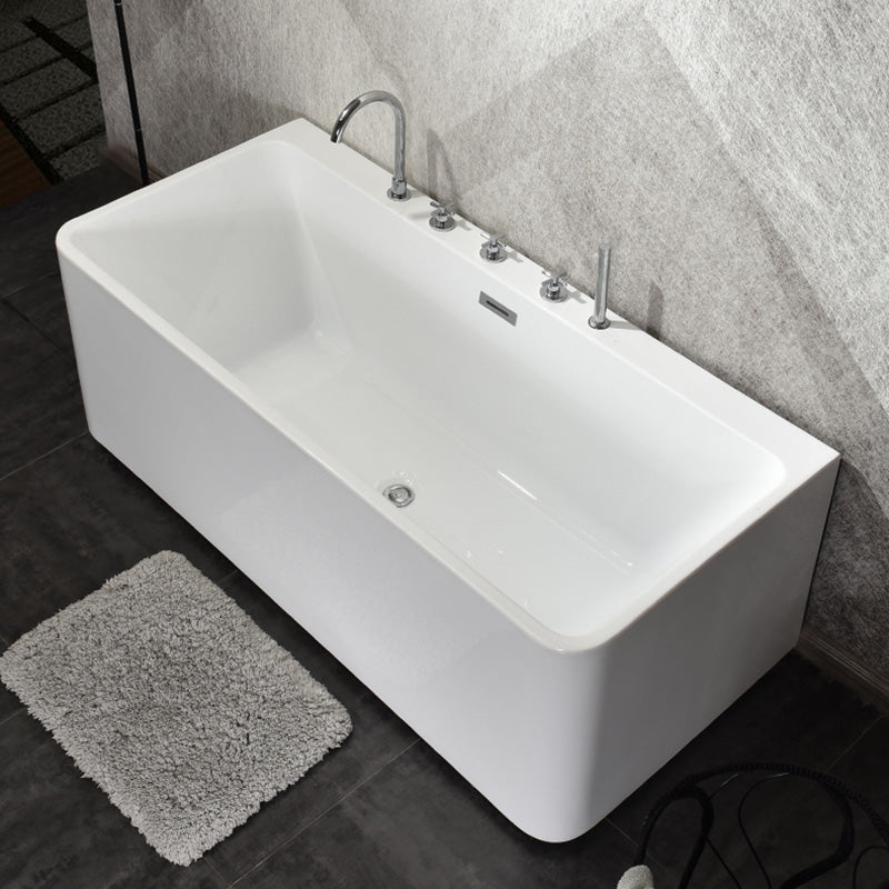 Back to Wall Bathtub Antique Finish Soaking Rectangular Modern Bath