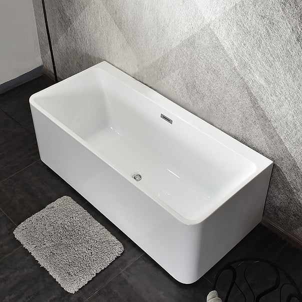 Back to Wall Bathtub Antique Finish Soaking Rectangular Modern Bath