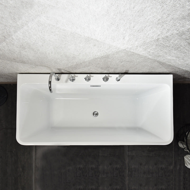 Back to Wall Bathtub Antique Finish Soaking Rectangular Modern Bath