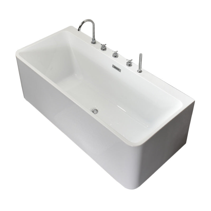 Back to Wall Bathtub Antique Finish Soaking Rectangular Modern Bath