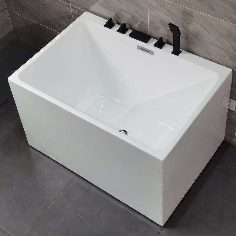 Back to Wall Soaking Bathtub Modern Antique Finish Rectangular Bath Tub