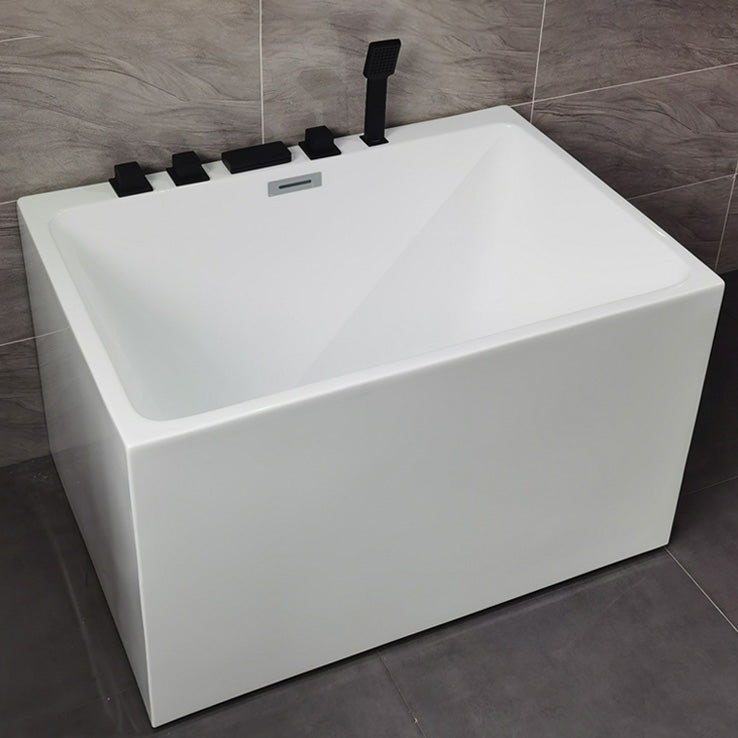 Back to Wall Soaking Bathtub Modern Antique Finish Rectangular Bath Tub