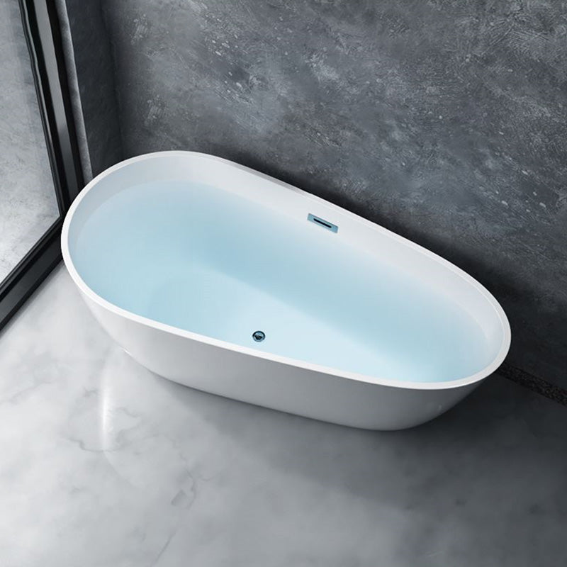 Modern Oval Freestanding Bath Acrylic Soaking White Center Bathtub