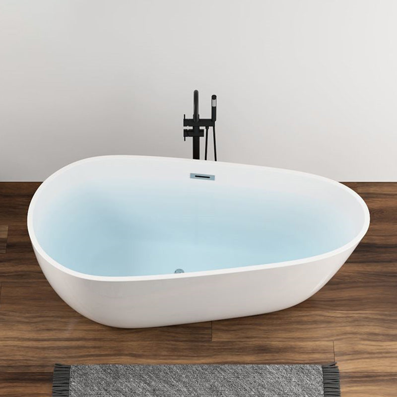 Modern Oval Freestanding Bath Acrylic Soaking White Center Bathtub